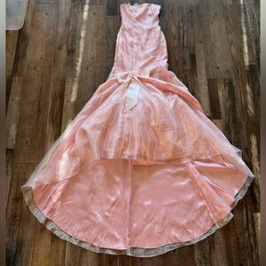 Jessica McClintock for Gunne Sax Vintage Baby Pink Maxi Trumpet Style Gown Sz 2